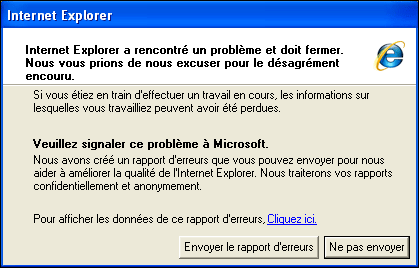 iexplorer a rencontre un probleme